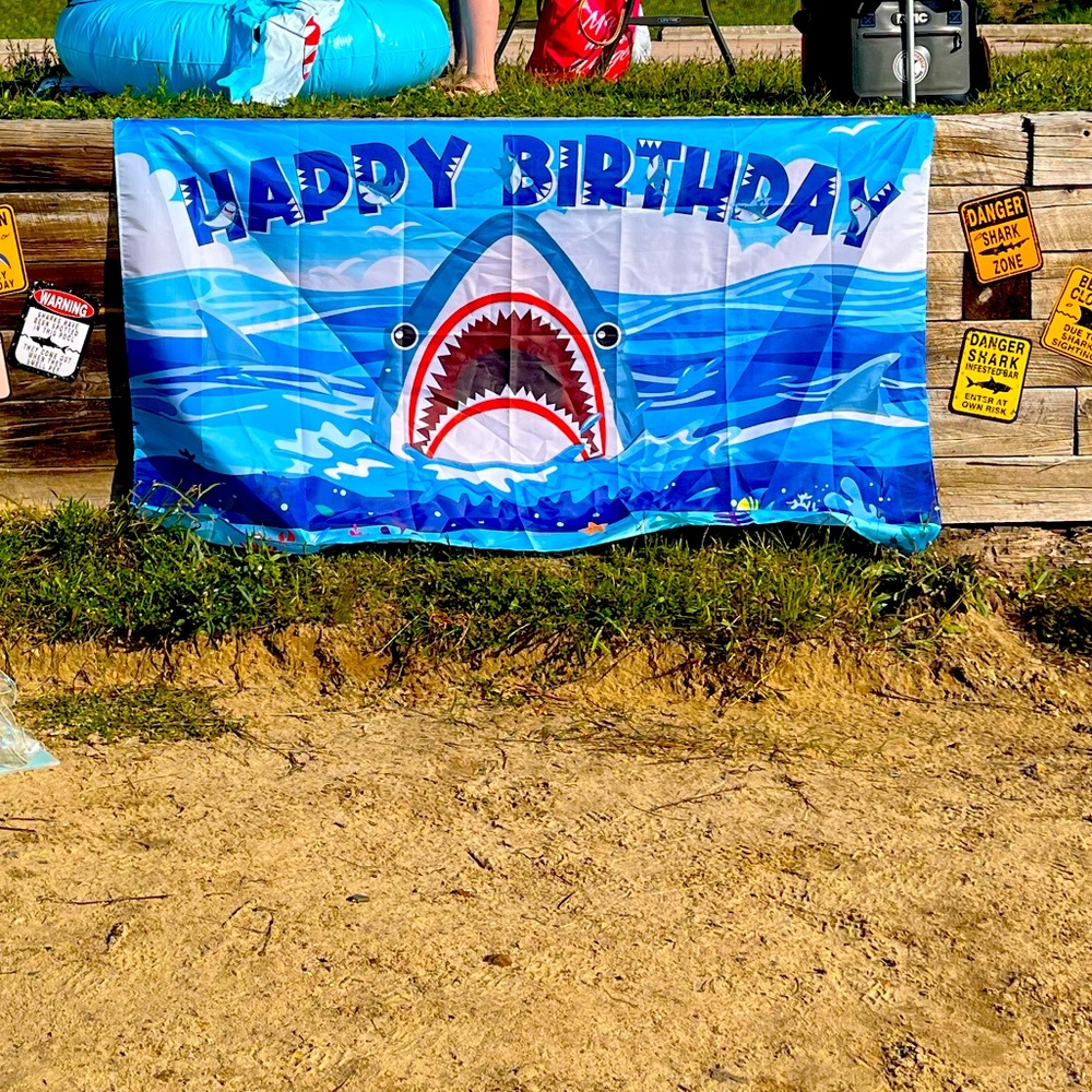 Happy birthday shark banner